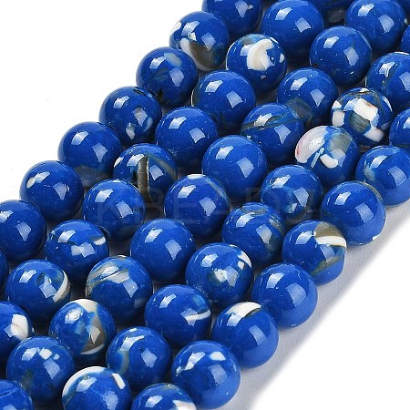 Assembled Synthetic Stone and Trochus Shell Beads Strands G-B128-08B-05-1