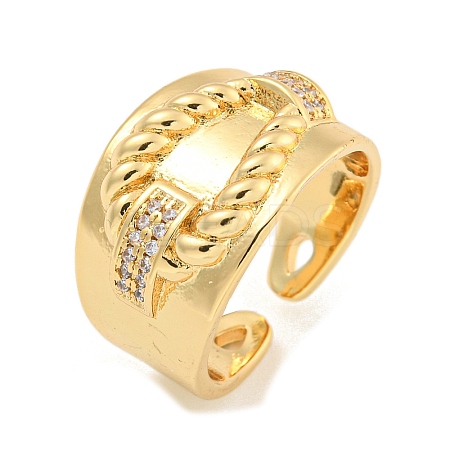 Cubic Zirconia Open Cuff Ring RJEW-L121-030G-1