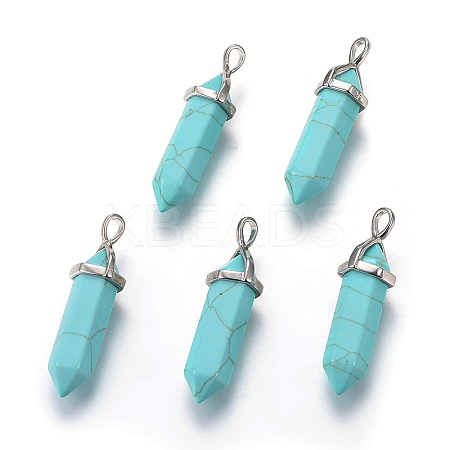 Synthetic Turquoise Double Terminated Pointed Pendants LS-G-E364-A07-1