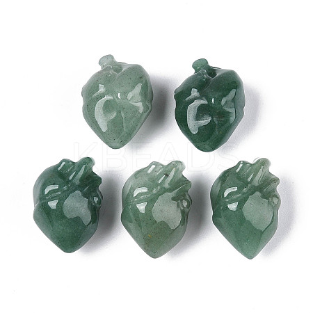 Natural Green Aventurine Heart Beads G-T144-04E-1