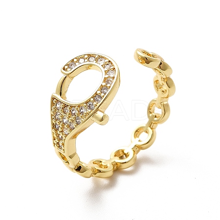Clear Cubic Zirconia Clasp Shape Open Cuff Ring KK-H439-55G-1