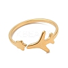Ion Plating(IP) 304 Stainless Steel Star & Airplane Open Cuff Ring for Women X-RJEW-M149-12G-1