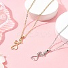 2Pcs 2 Colors Mom Daughter Hand in Hand Family Heart Alloy Pendant Necklaces NJEW-FS0001-10B-10