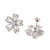Rack Plating Flower Brass Micro Pave Clear Cubic Zirconia Stud Earrings EJEW-M029-01B-P-2