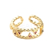 Rack Plating Brass Micro Pave Cubic Zirconia Open Cuff Rings for Women RJEW-U026-05G-01-3