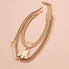 Alloy Lock Pendant Safety Pin Dice Chain Multi-Layered Necklaces FS-WG7F0DA-04-1