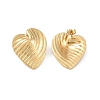 Stripe Heart 304 Stainless Steel Stud Earrings for Women EJEW-K278-26G-2