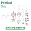 4Pcs Alloy & Acrylic Mobile Straps HJEW-DC00081-2