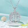 Alloy Hollow Tree of Life Pendant Necklaces for Women Men NJEW-C089-02P-1