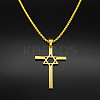 304 Stainless Steel Cross with Star of David Pendant Necklaces FS-WG66E8B-02-2