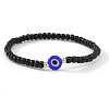 Evil Eye Glass Seed Bead & Brass Stretch Bracelets for Women LG5475-3-1