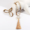 Bohemian Oval Natural Druzy Agate Tassel Pendant Necklaces FS-WGAFDEB-04-1