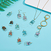 12Pcs 6 Styles Natural Mixed Gemstone Chip Copper Wire Wrapped Tree of Life Pendants PALLOY-FH00046-5