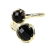 Round Natural Obsidian Open Cuff Rings RJEW-C087-02G-05-2