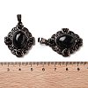 Natural Obsidian Rhombus Pendants G-K363-02R-20-3