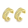 Brass Micro Pave Clear Cubic Zirconia Cuff Earrings EJEW-C104-078G-1