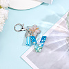 1Pc Resin Letter & Acrylic Butterfly Tassel Keychains KEYC-GF0001-19C-4