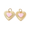 Heart Brass Enamel Pendants KK-G435-07G-02-2