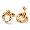 304 Stainless Steel Ring Knot Dangle Stud Earrings for Women STAS-D085-14G-2