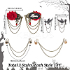3Pcs 3 Styles Gothic Style Alloy Rhinestone Hanging Chain Brooches JEWB-GA0001-46-2