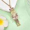 Alloy Enamel Christmas Nutcracker Pendant Necklaces NJEW-L048-01G-02-2
