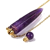 Natural Amethyst Bullet Shaped Perfume Bottle Pendant Necklaces G-B089-02G-08-4
