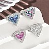 Heart Brass Micro Pave Cubic Zirconia Cuff Rings for Women RJEW-A069-12P-1