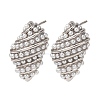Brass Conch Stud Earrings EJEW-H165-01C-P-4