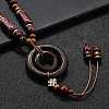 Ethnic Style Alloy & Porcelain Ceramic Beads & Wood Ring Pendant Tassel Y Necklaces LS-NJEW-D308-02-5