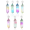 14Pcs 7 Colors Faceted Bullet Glass Pointed Pendants GLAA-CJ0001-71-1