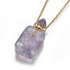 Natural Fluorite Openable Perfume Bottle Pendant Necklaces G-K295-B-G-3