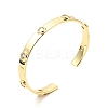 Clear Cubic Zirconia Flat Round Open Cuff Bangle BJEW-J165-07G-6