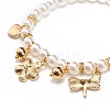 ABS Plastic Imitation Pearl Beaded Stretch Bracelet with Alloy Enamel Charms for Kids BJEW-JB08524-6