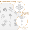 12Pcs 6 Styles Divination Theme 201 Stainless Steel Pendants STAS-DC0012-70-4