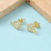 Heart Brass Micro Pave Clear Cubic Zirconia Stud Earrings EJEW-Z144-12G-2