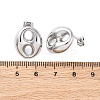 Oval 304 Stainless Steel Stud Earrings EJEW-A125-79A-P-5