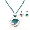 Rhombus Alloy Enamel Stud Earrings & Pendant Necklaces Sets FS-WGC3B96-06-2