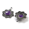 Natural Amethyst & Brass Pendants G-K338-09AS-03-2