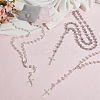 3Pcs Round White Glass Pearl Rosary Bead Necklaces NJEW-GO0001-18-4