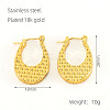 201 Stainless Steel Textured Oval Hoop Earrings for Women FS-WG1CC8F-03-1