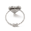 Non-Tarnish 304 Stainless Steel Heart Open Cuff Ring for Women RJEW-E066-04P-3