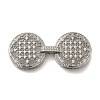 Rack Plating Flat Round Brass Micro Pave Clear Cubic Zirconia Fold Over Clasps KK-H512-08P-1
