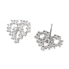 Rack Plating Heart Brass Stud Earrings EJEW-N055-33P-RS-1