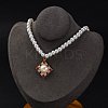 PVD Vacuum Plating 304 Stainless Steel Colorful Cubic Zirconia Rhombus Pendant Necklaces STAS-Z114-23G-3