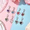 Heart Millefiori Glass & Alloy Pendant Decorations HJEW-JM02836-2
