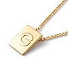 Stainless Steel Initial Letter Rectangle Pendant Necklace for Men Women NJEW-E090-01G-07-1