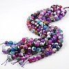 Dyed Natural Fire Crackle Agate Faceted Round Bead Strands G-O038-24E-2