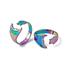 Ion Plating(IP) 304 Stainless Steel Moon & Star Open Cuff Ring for Women RJEW-C045-19M-4