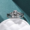 Brass Micro Pave Clear Cubic Zirconia Finger Rings for Women Ease Anxiety RJEW-S624-05P-01-1