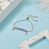 Handmade Japanese Seed Rectangle & Star & Tassel Charms Slider Bracelet BJEW-MZ00013-03-5